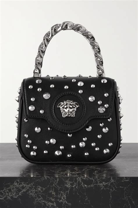 versace textured leather shoulder bag|versace embellished leather shoulder bag.